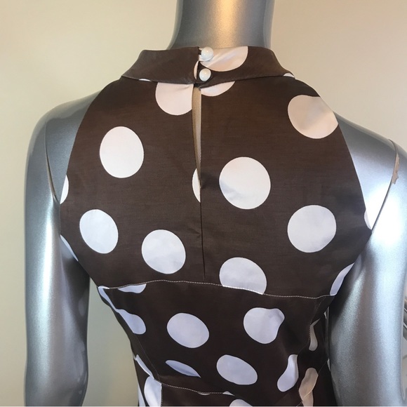 Donna Degnan Size 4 Small Polka Dot Sleeveless Blouse Brown White Top - Picture 6 of 16